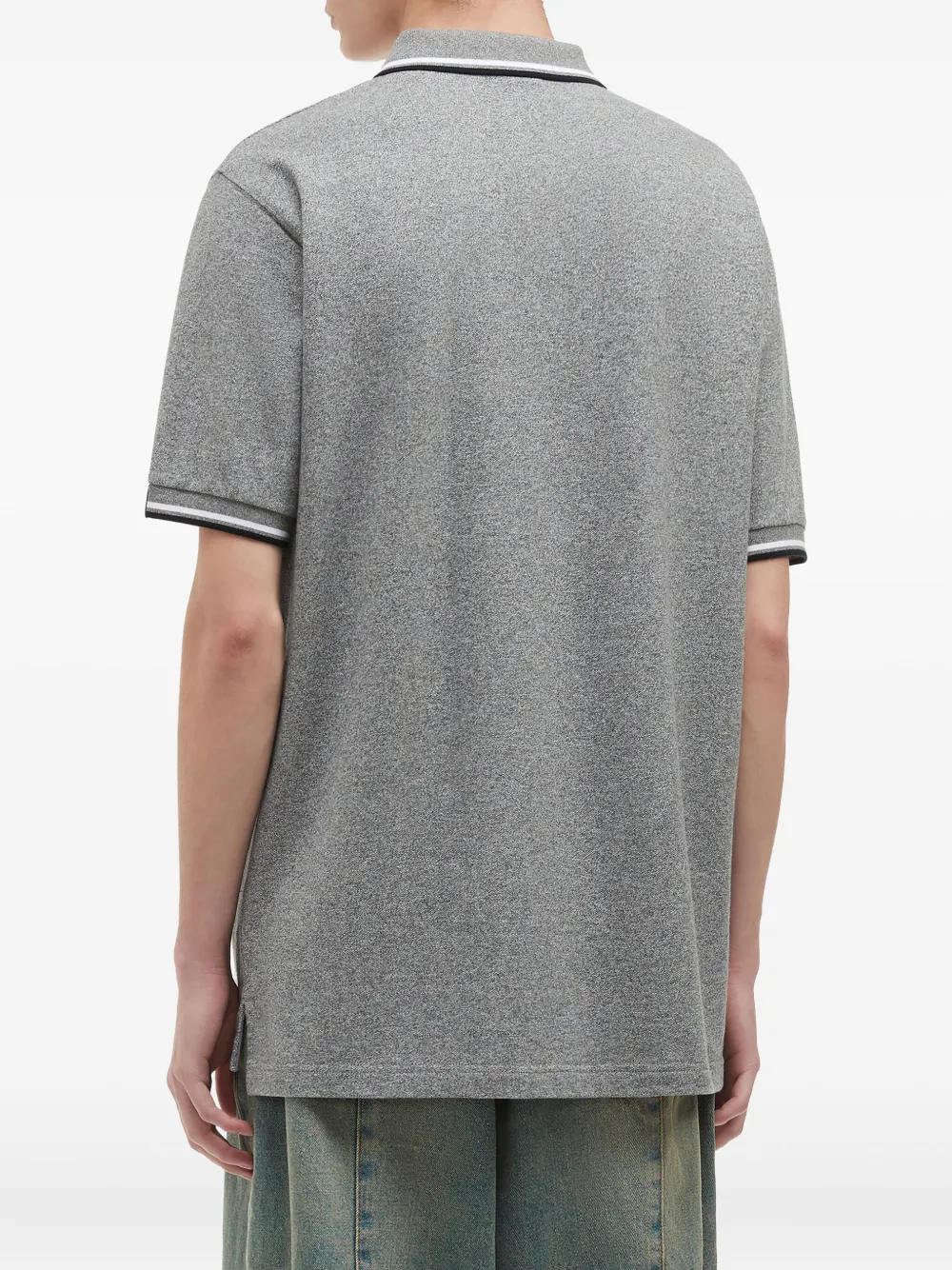 Fingercroxx Embroidered Tipped Polo Shirt In Gray