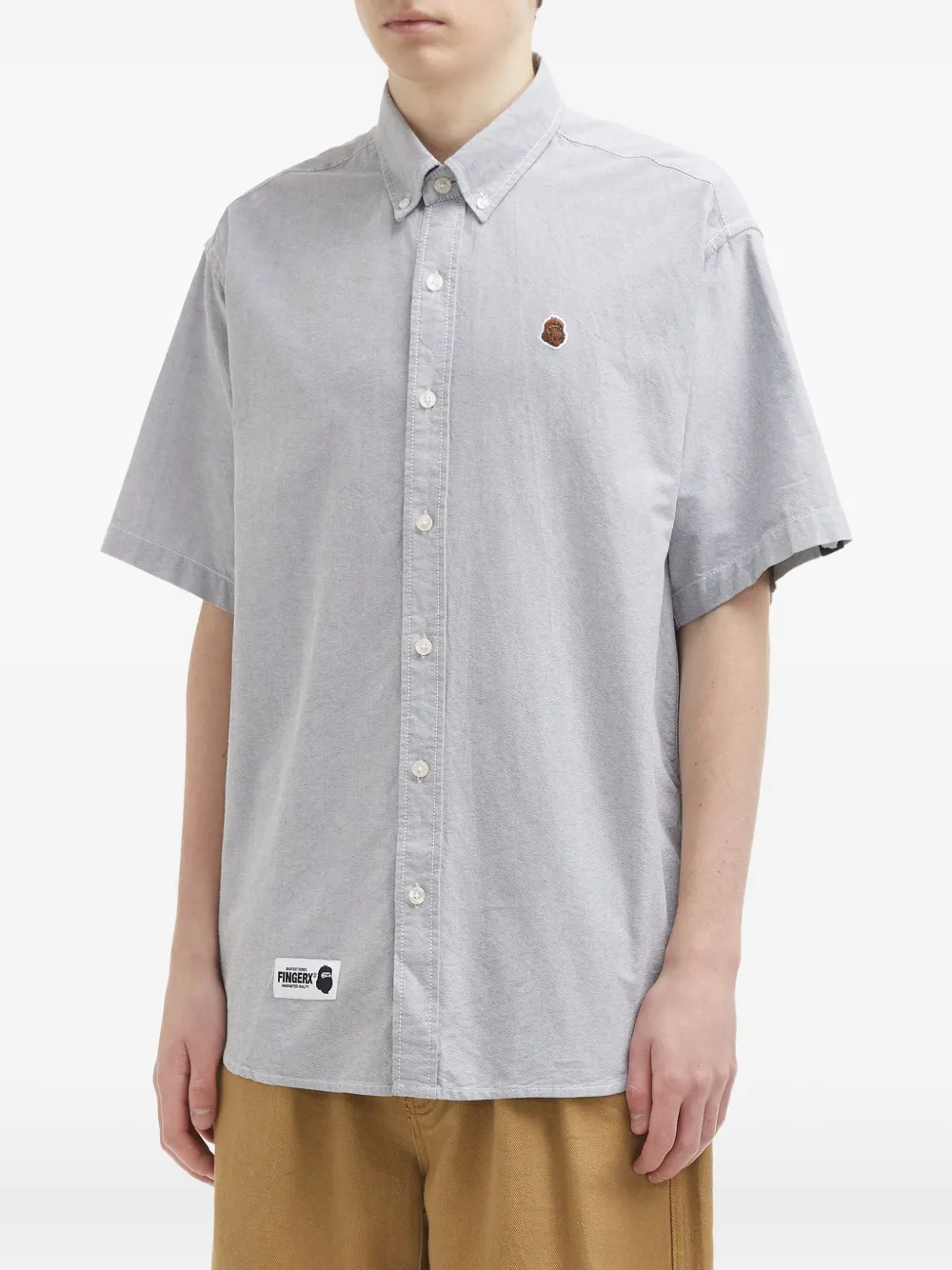 Fingercroxx Embroidered Short-sleeve Shirt In Gray