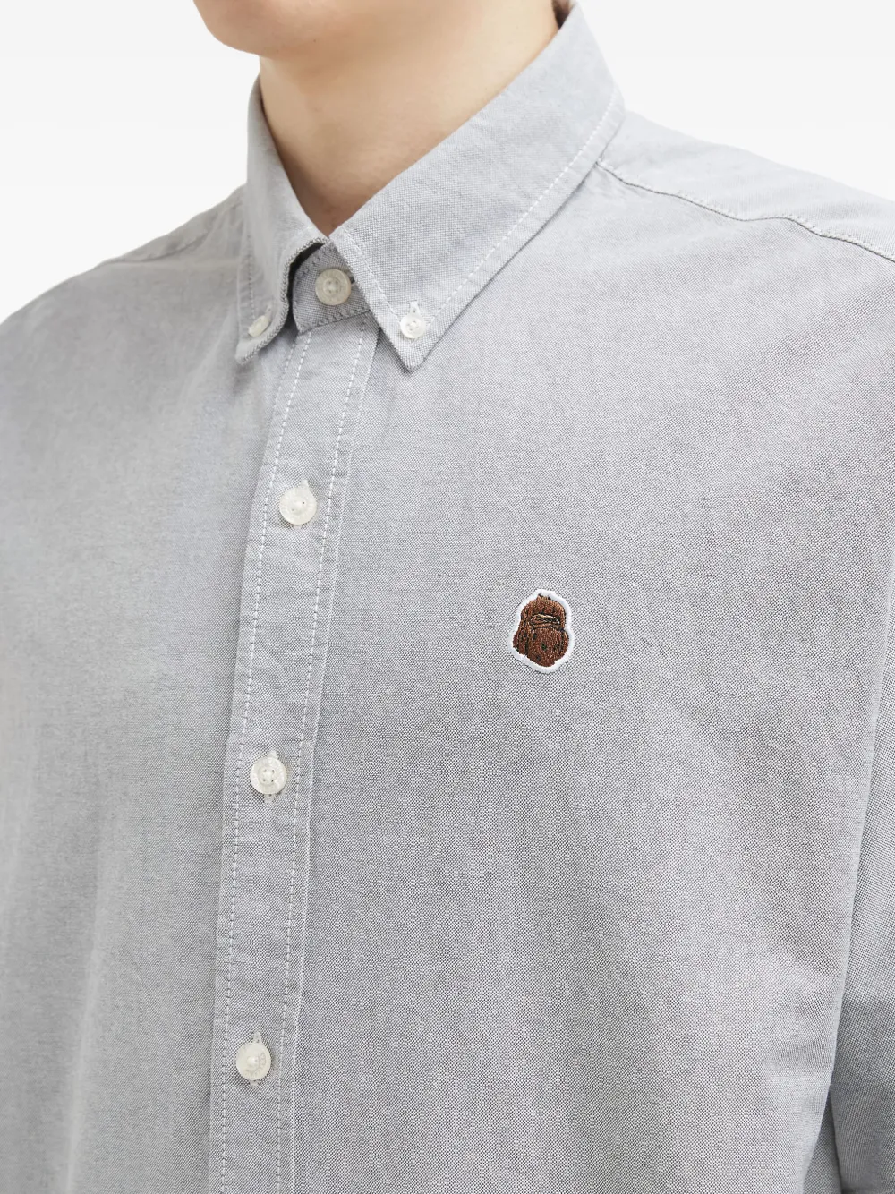 Fingercroxx Embroidered Short-sleeve Shirt In Gray