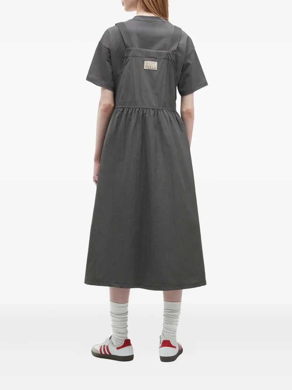 FINGERCROXX Pinafore midi-jurk met zak Grijs