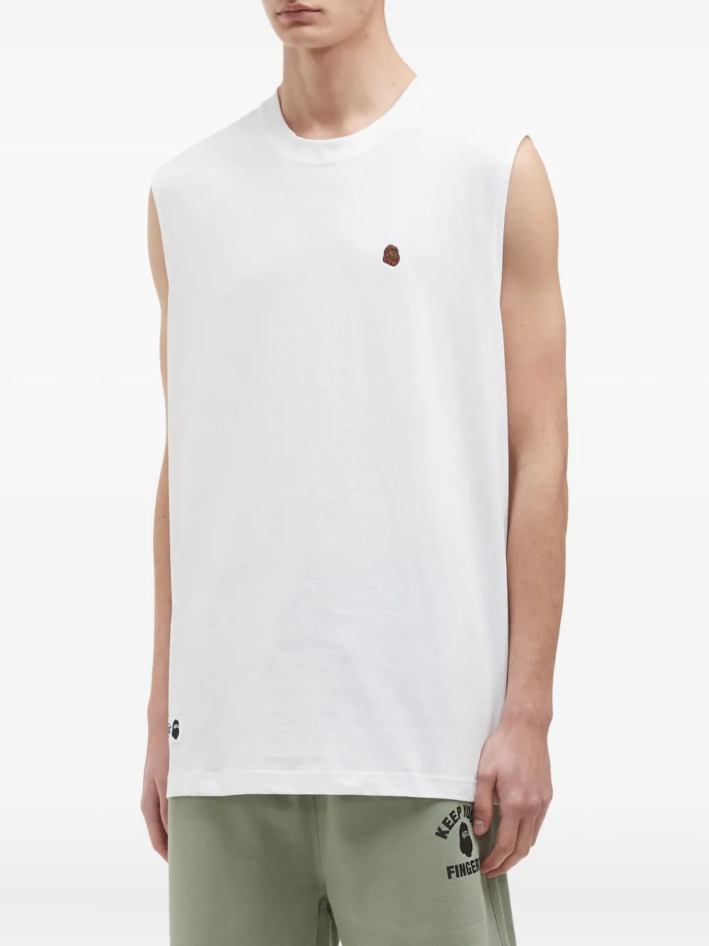 Fingercroxx Embroidered-logo Sleeveless Vest In White