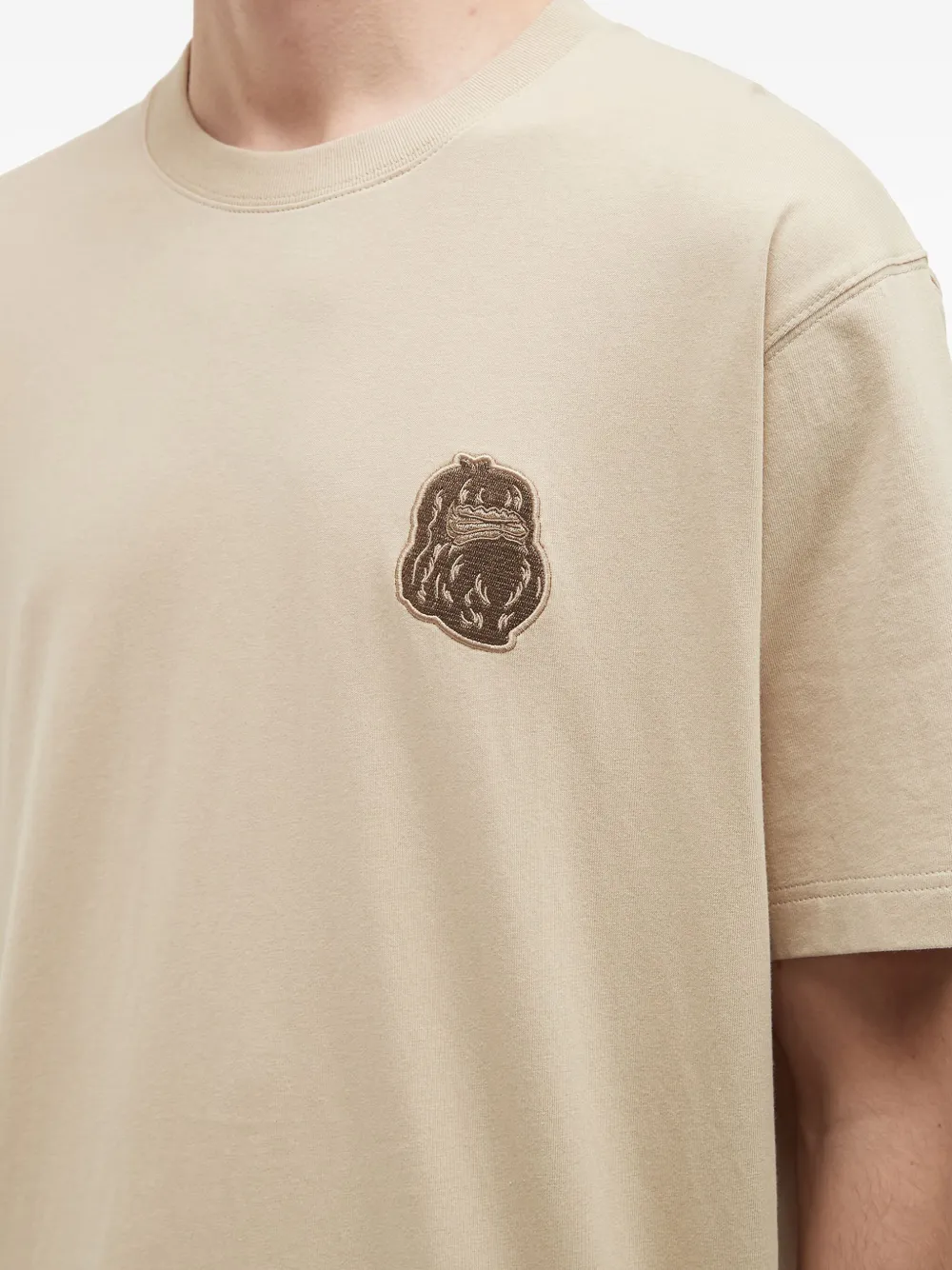 Fingercroxx Embroidered-patch T-shirt In Neutral