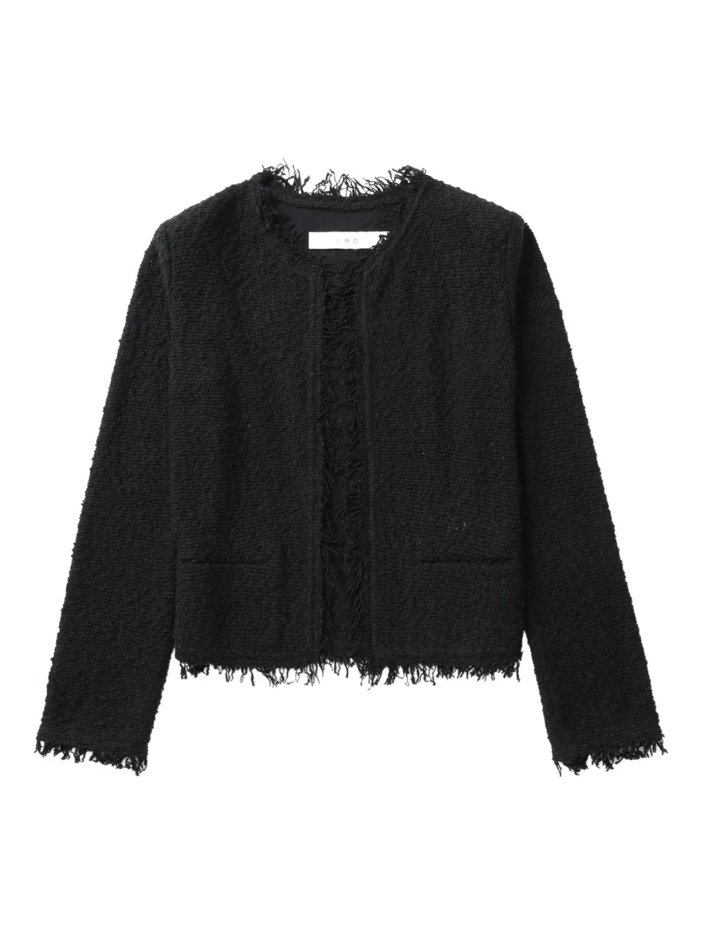 IRO Shavani tweed jack met franje Zwart