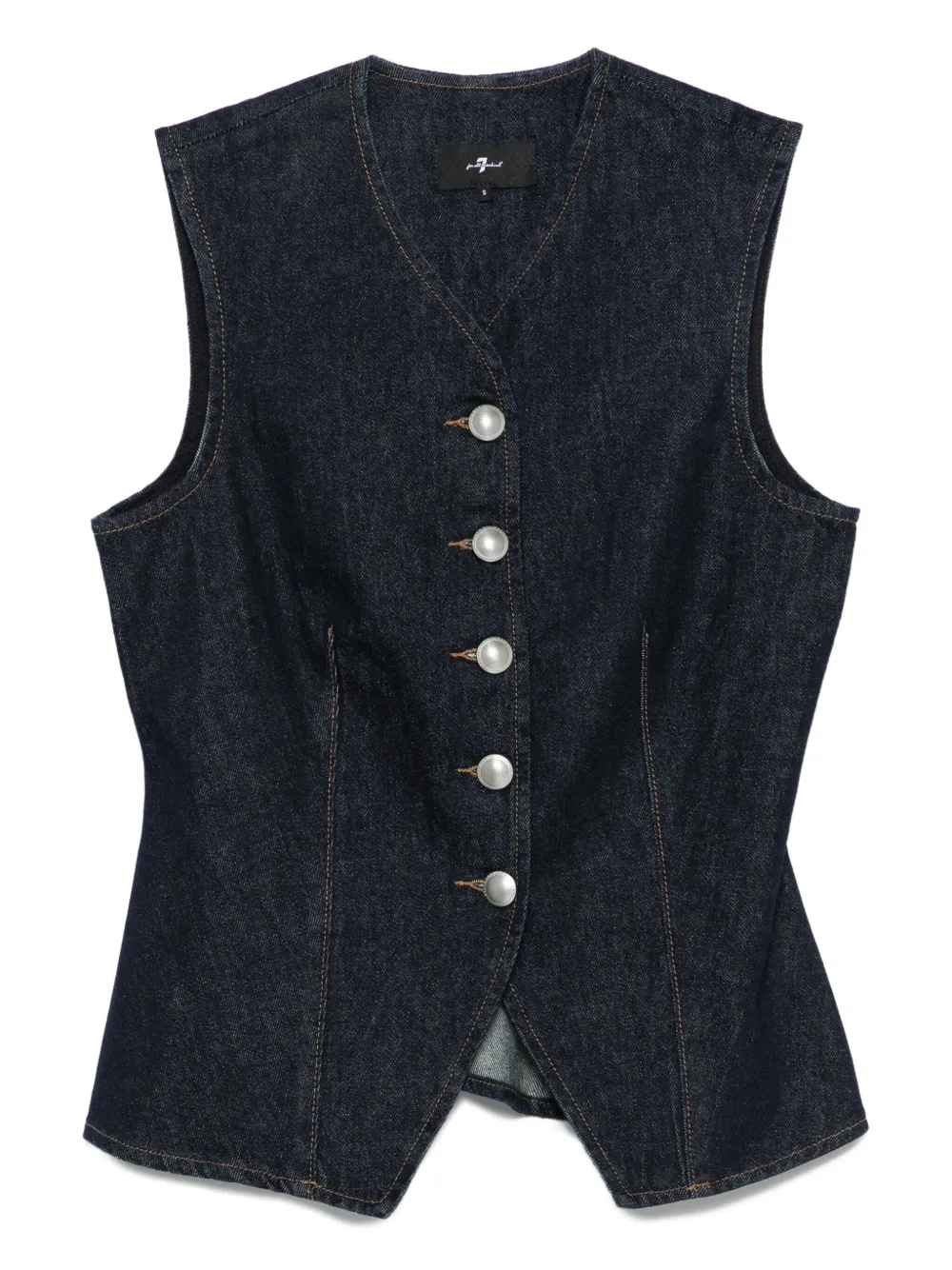 Lady button-fastening denim waistcoat