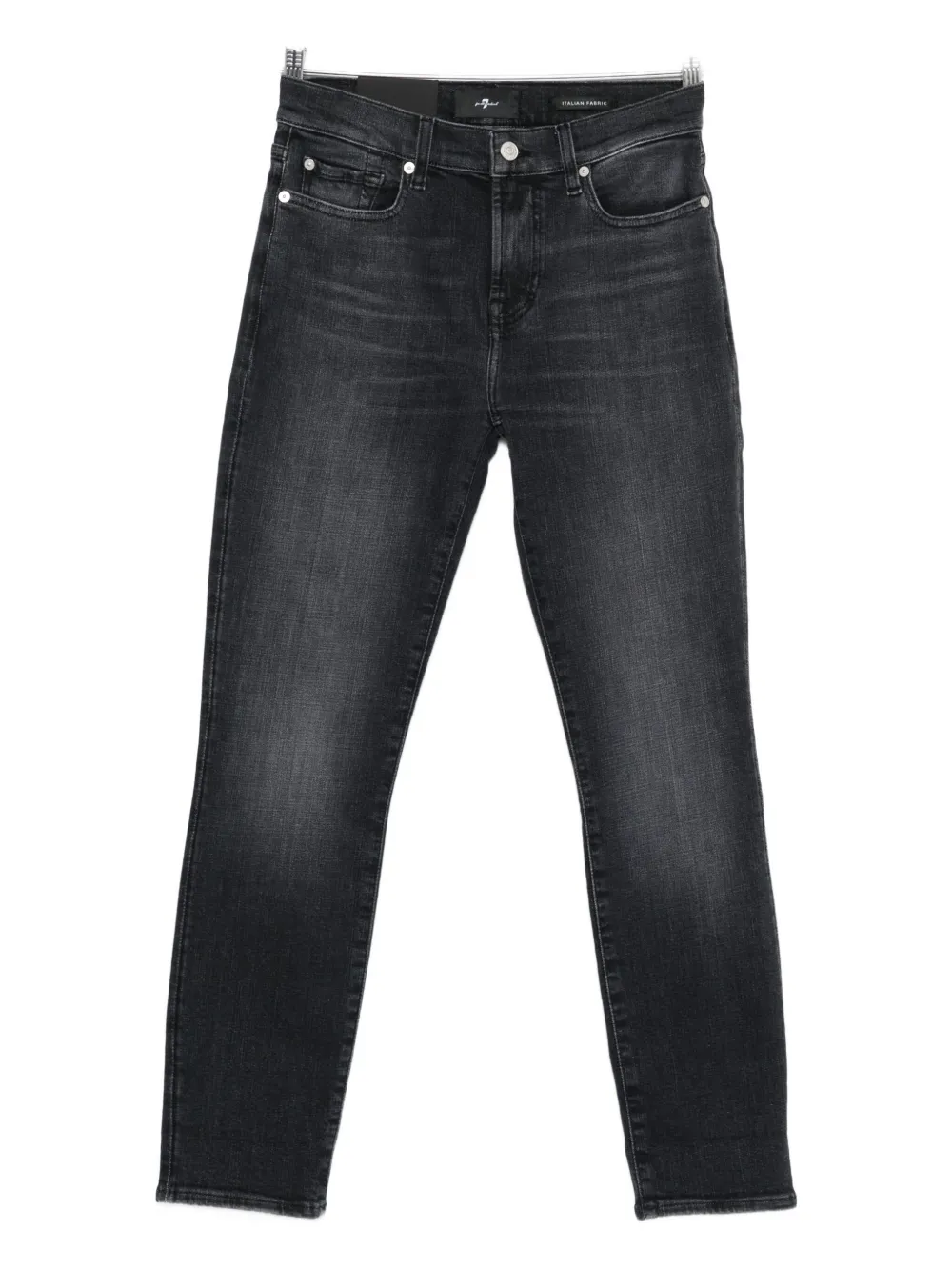 7 For All Mankind Whiskering-effect Jeans In Black
