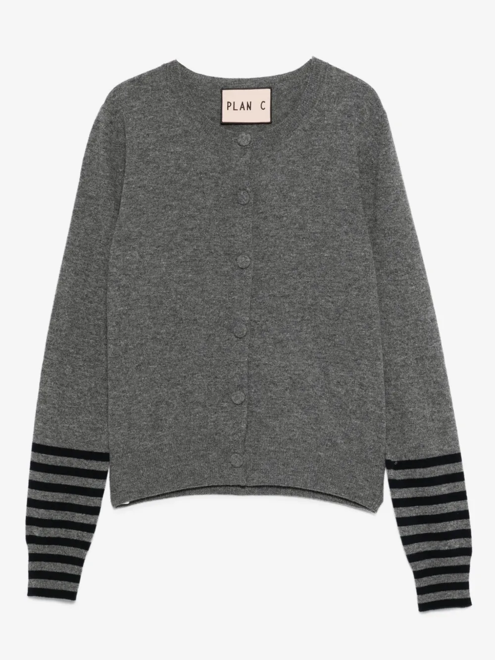 Plan C stripe-detail cardigan | Grey | Image 1