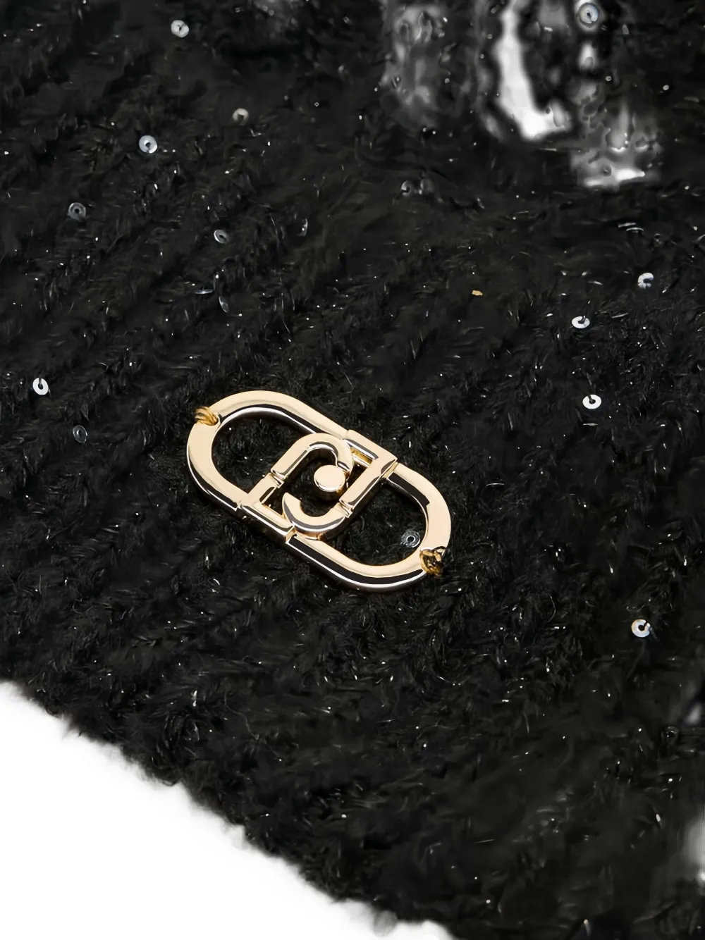 Liu •jo Pompom Sequin Beanie Hat In Black