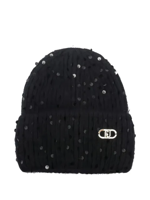 LIU JO sequin-embellished logo beanie