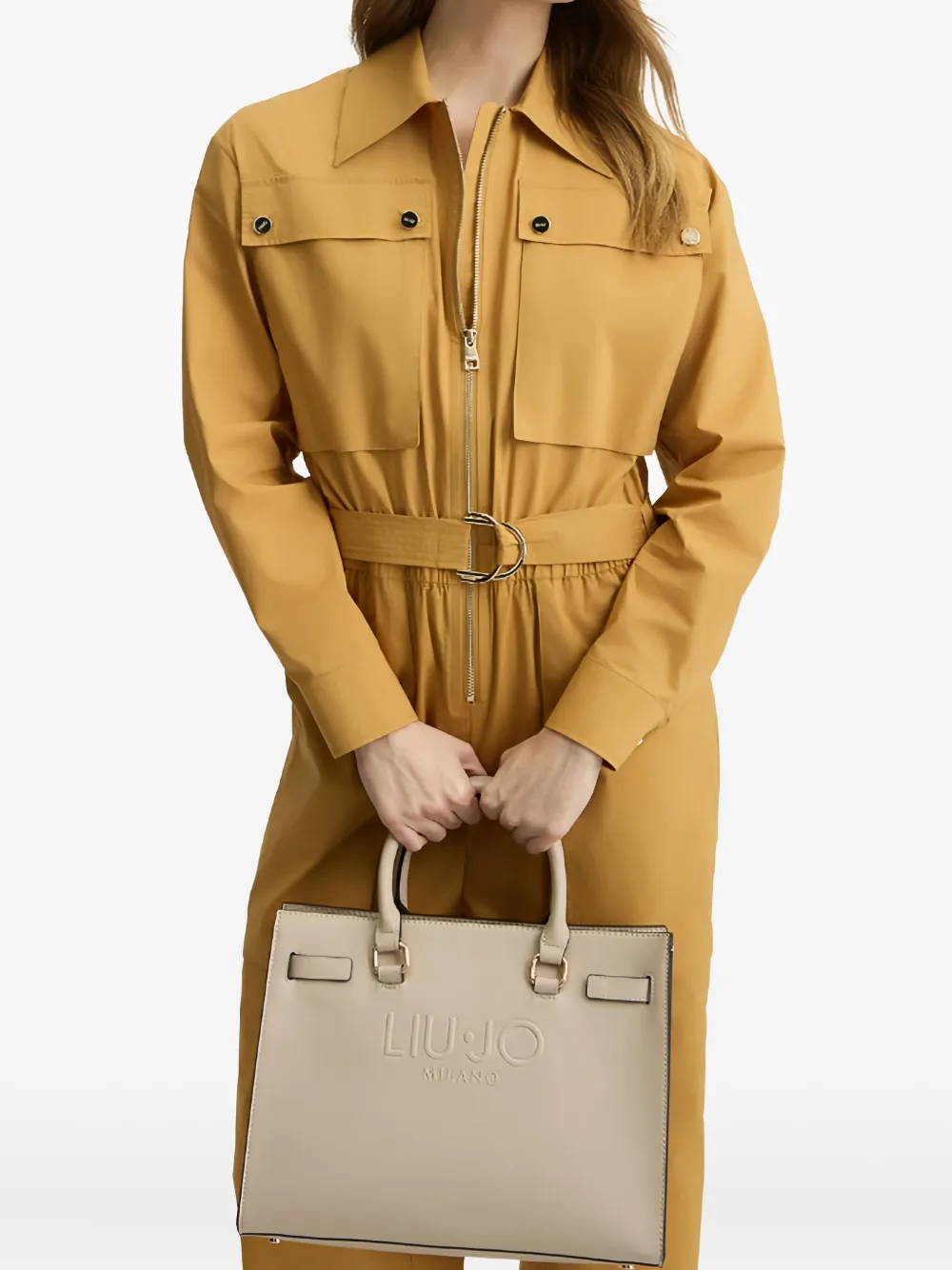 Liu •jo Logo-plaque Satchel In Neutral