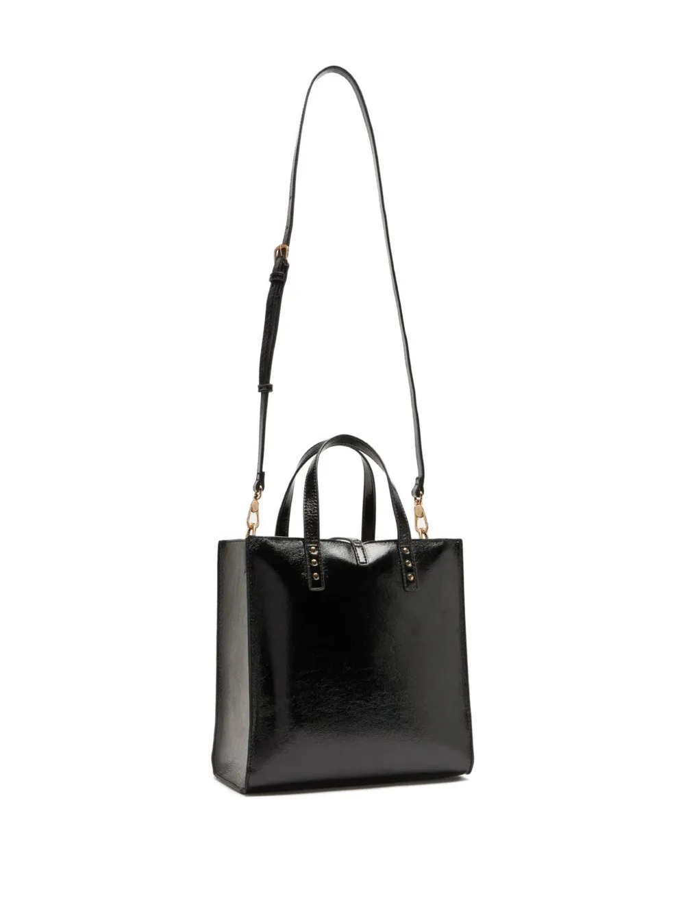Liu •jo Patent Leather Studded Satchel In Black