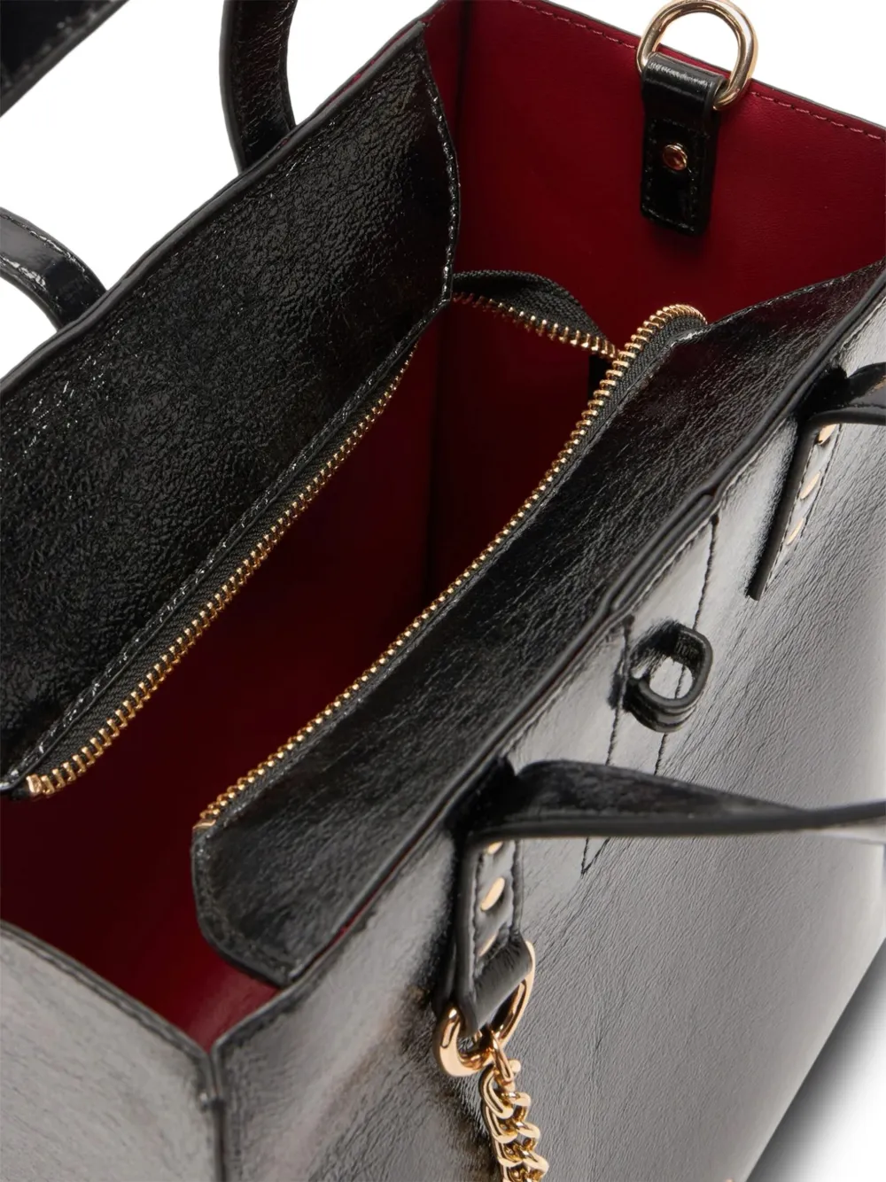 LIU JO Lakleren boekentas met studs Zwart