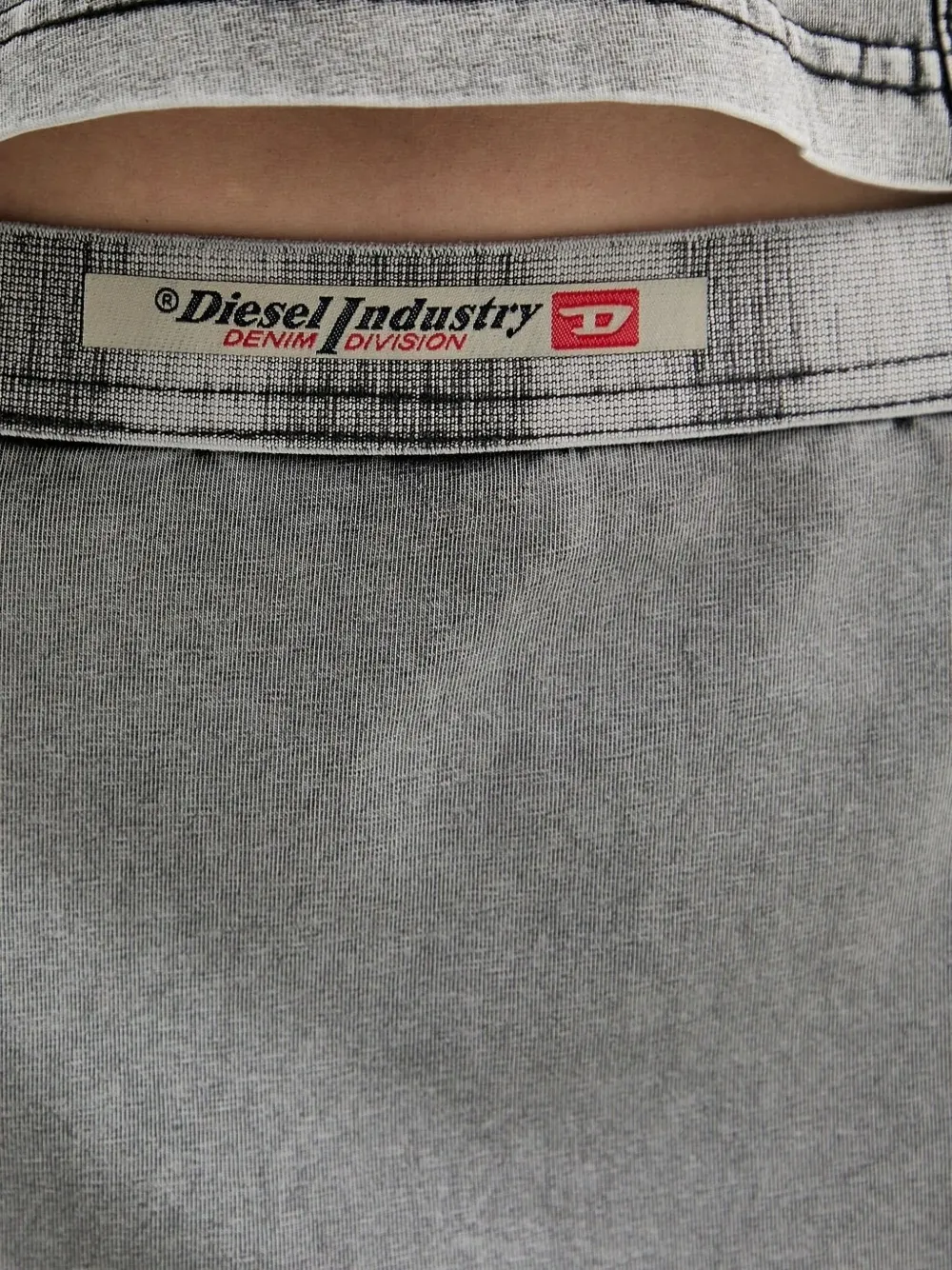 Diesel Acid-wash Midi Straight Skirt In Gray