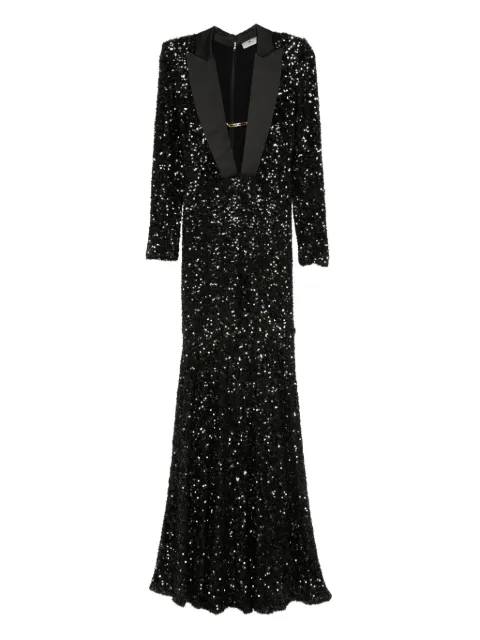 Elisabetta Franchi sequin-embellished lapel maxi dress