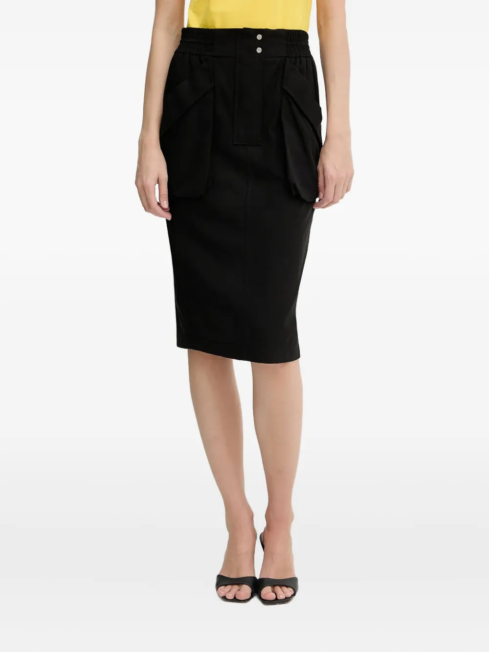 elasticated cotton midi skirt