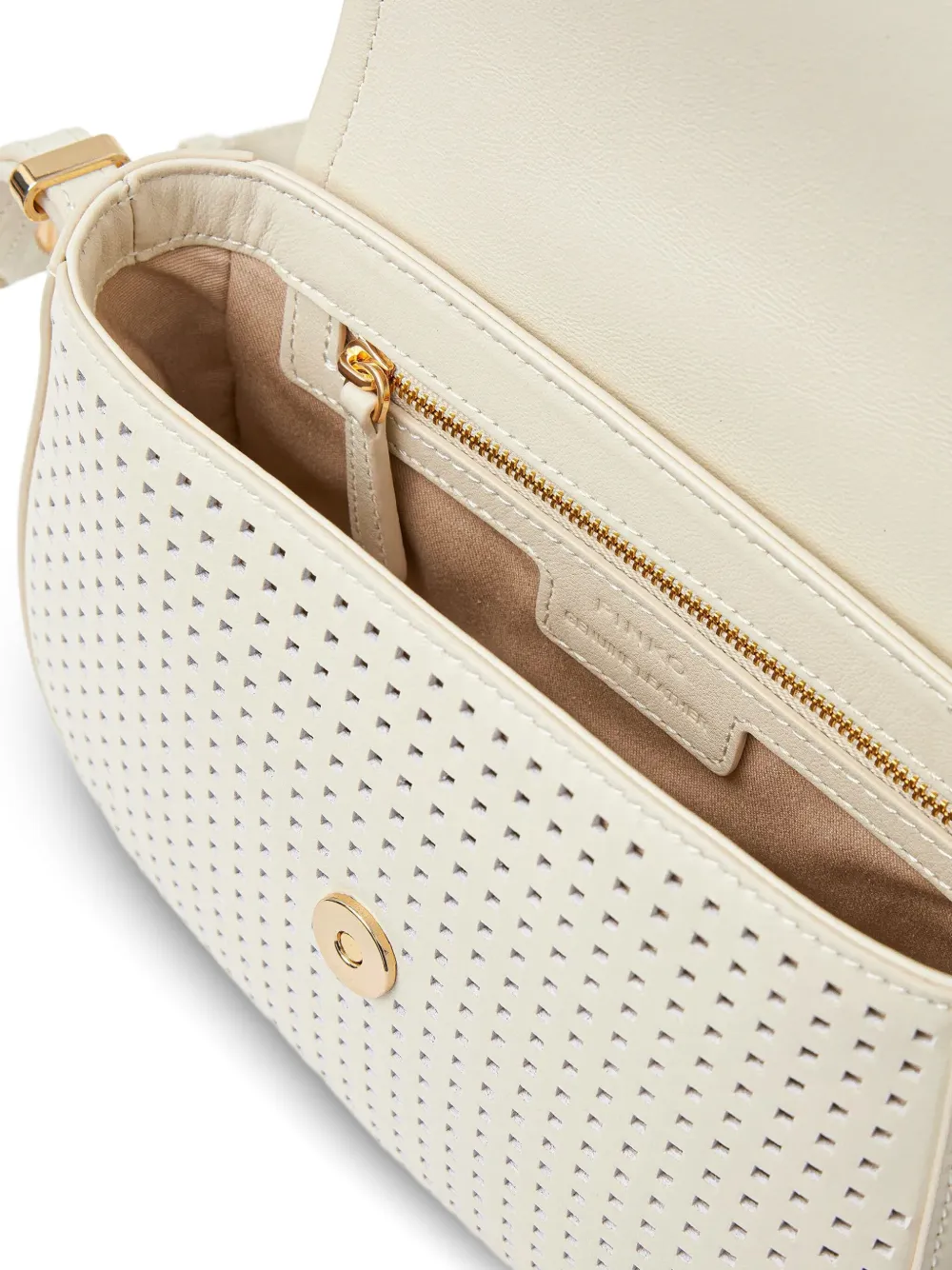 Pinko Perforated Cross Body Bag In Neutral