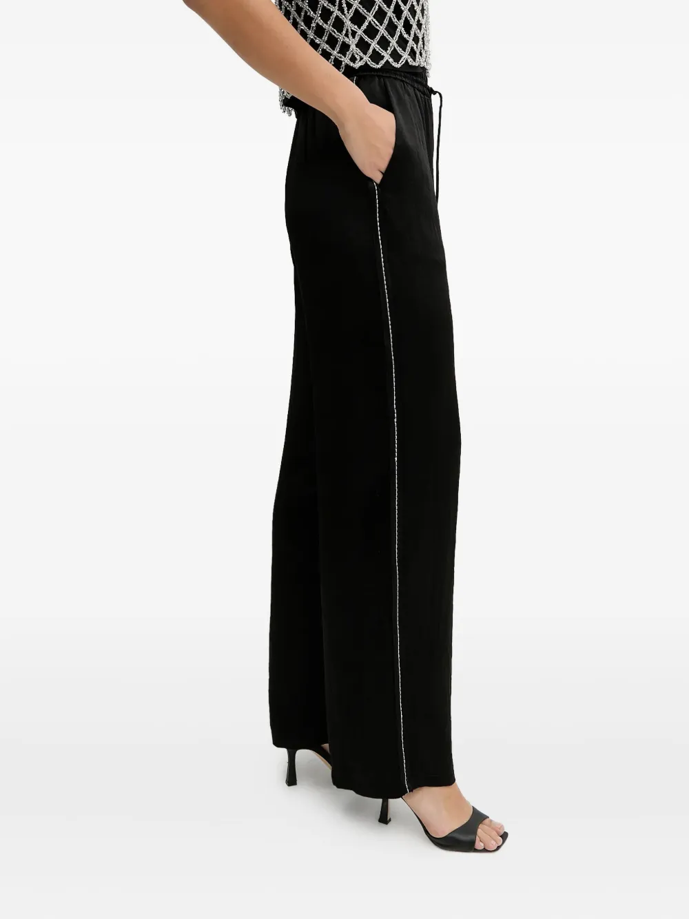 side-stripe satin trousers