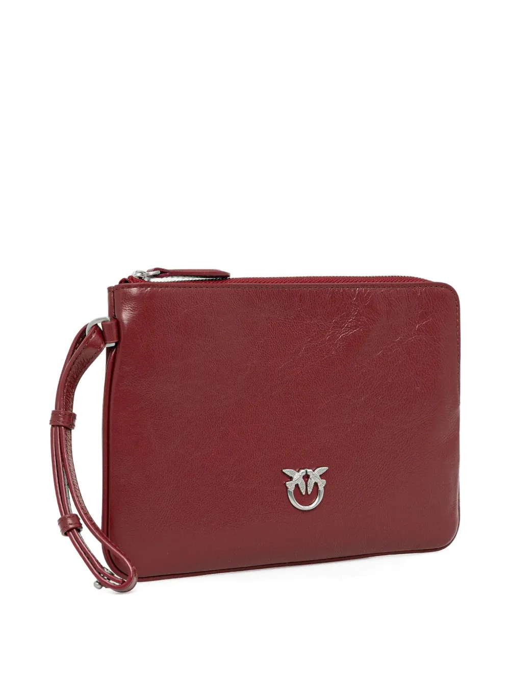 Pinko Leather Clutch Bag In Red