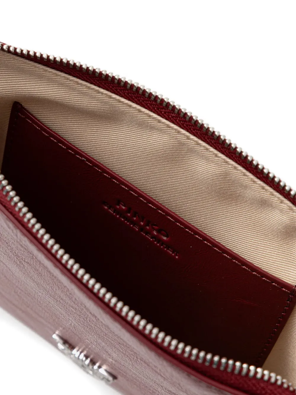 Pinko Leather Clutch Bag In Red