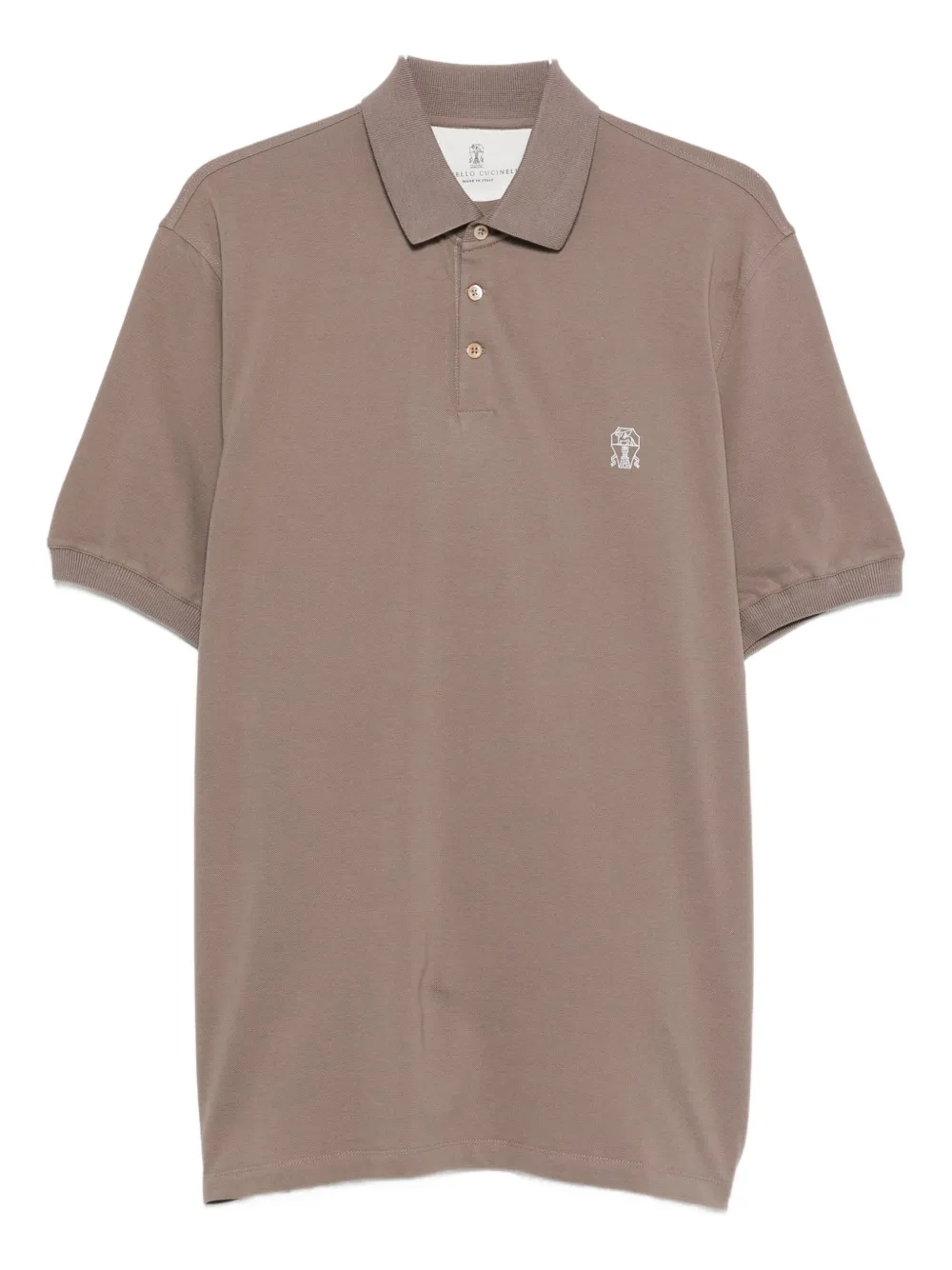 Brunello Cucinelli embroidered-logo cotton polo shirt Grijs