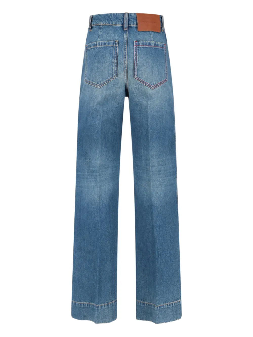 Victoria Beckham topstitching-detail patch-pocket jeans Blauw