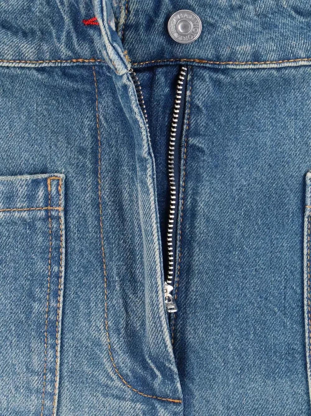 Victoria Beckham topstitching-detail patch-pocket jeans Blauw