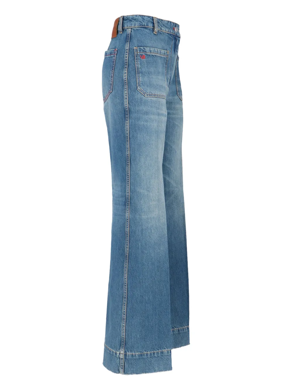 Victoria Beckham topstitching-detail patch-pocket jeans Blauw
