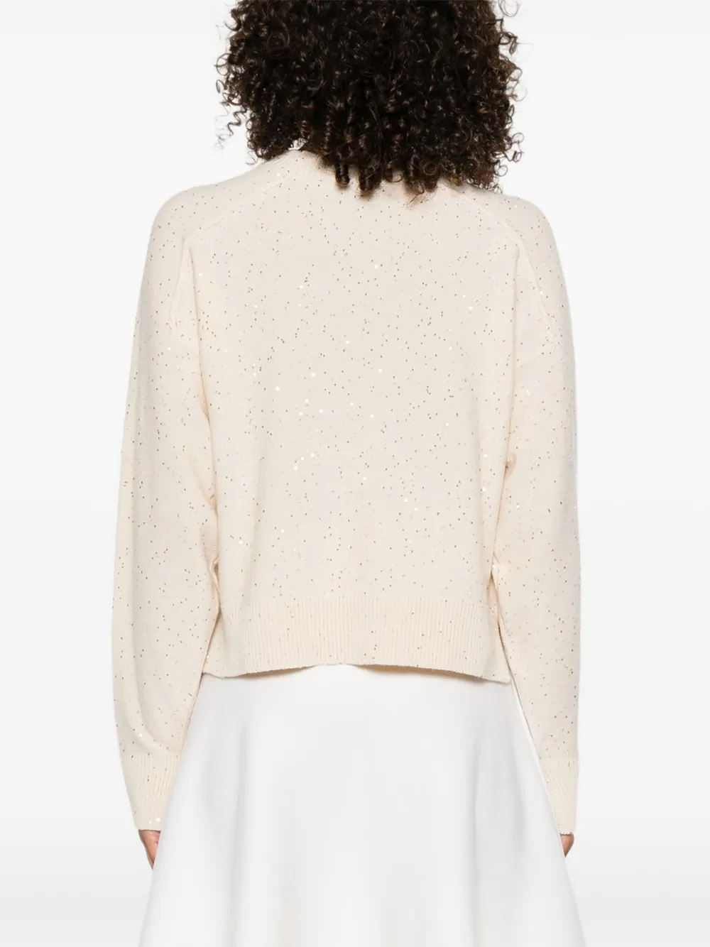 Antonelli Sweater met pailletten en ronde hals Beige