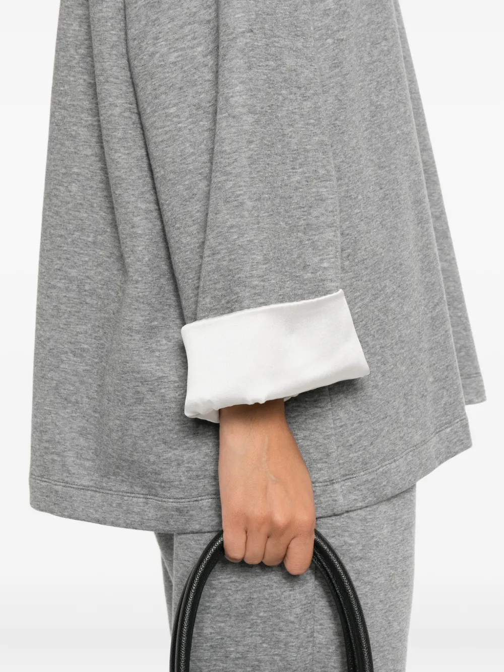 Carven Contrasting-cuff Top In Gray