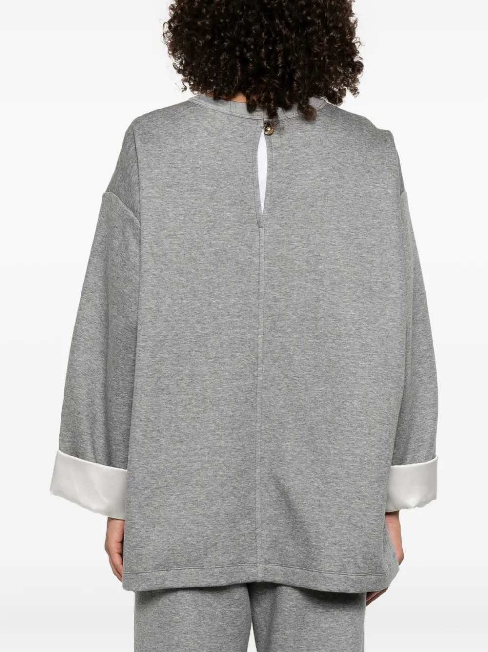 Carven Contrasting-cuff Top In Gray