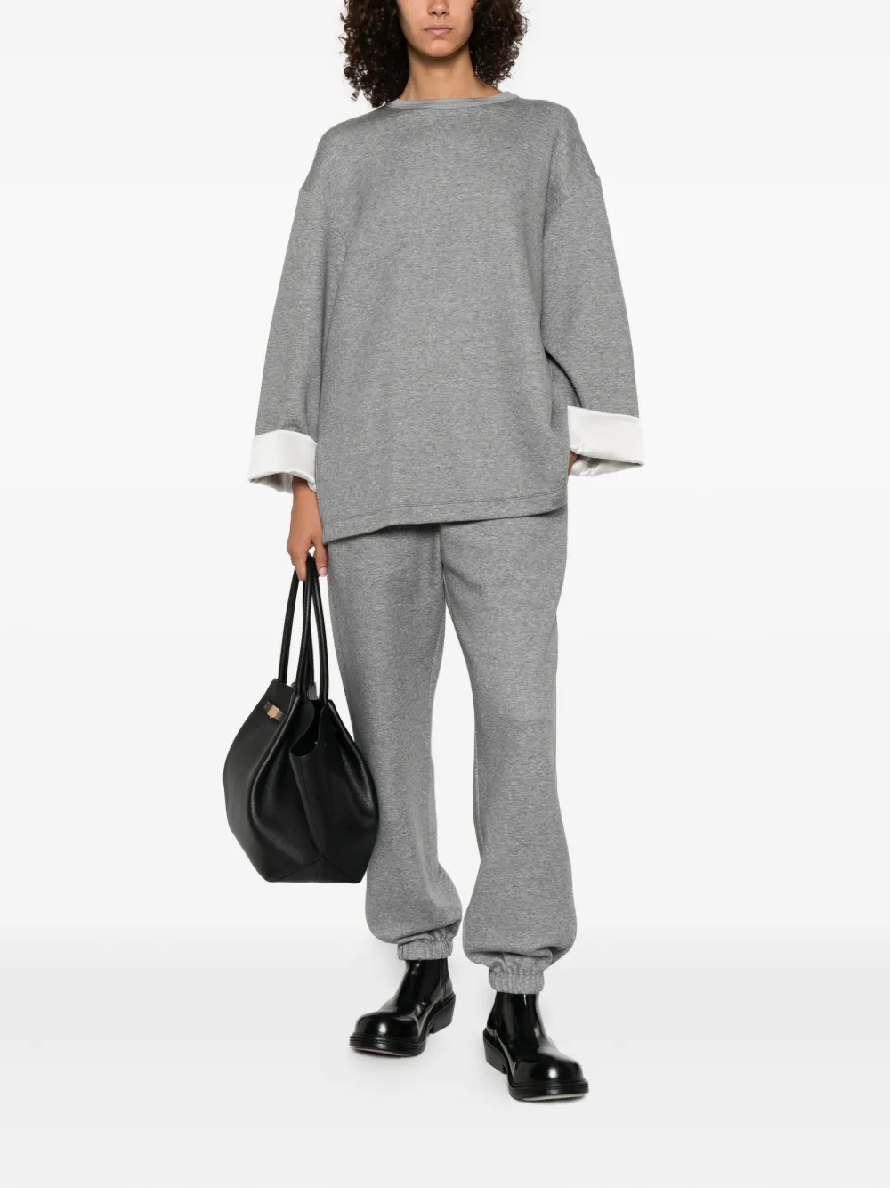 Carven Contrasting-cuff Top In Gray