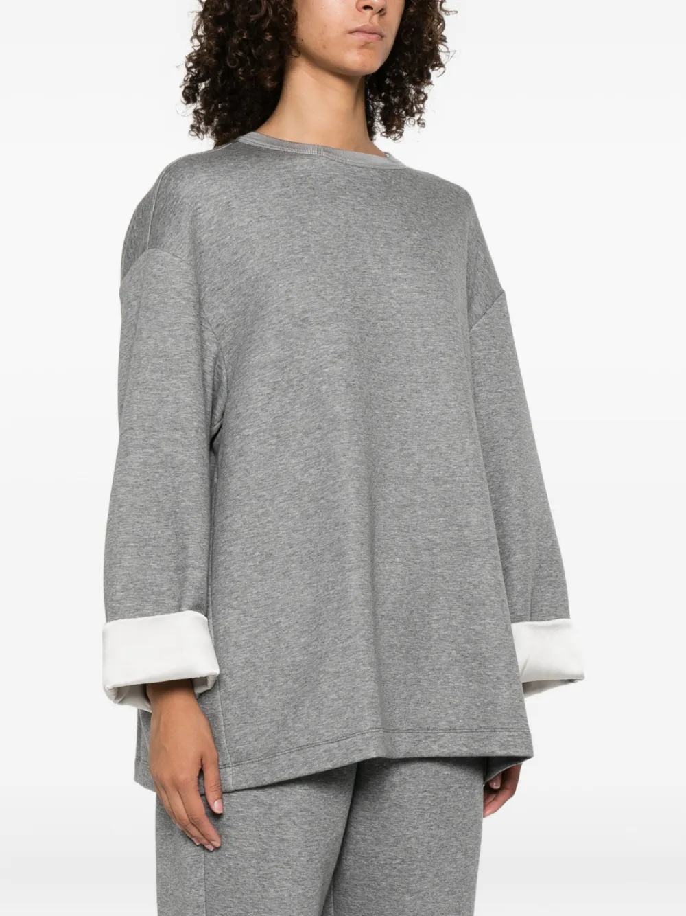 Carven Contrasting-cuff Top In Gray