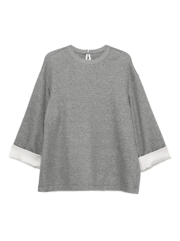 Carven Contrasting-cuff Top in Grey