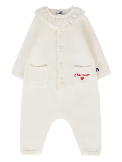 Petit Bateau "P´tit Coeur" ruffled-collar knitted romper