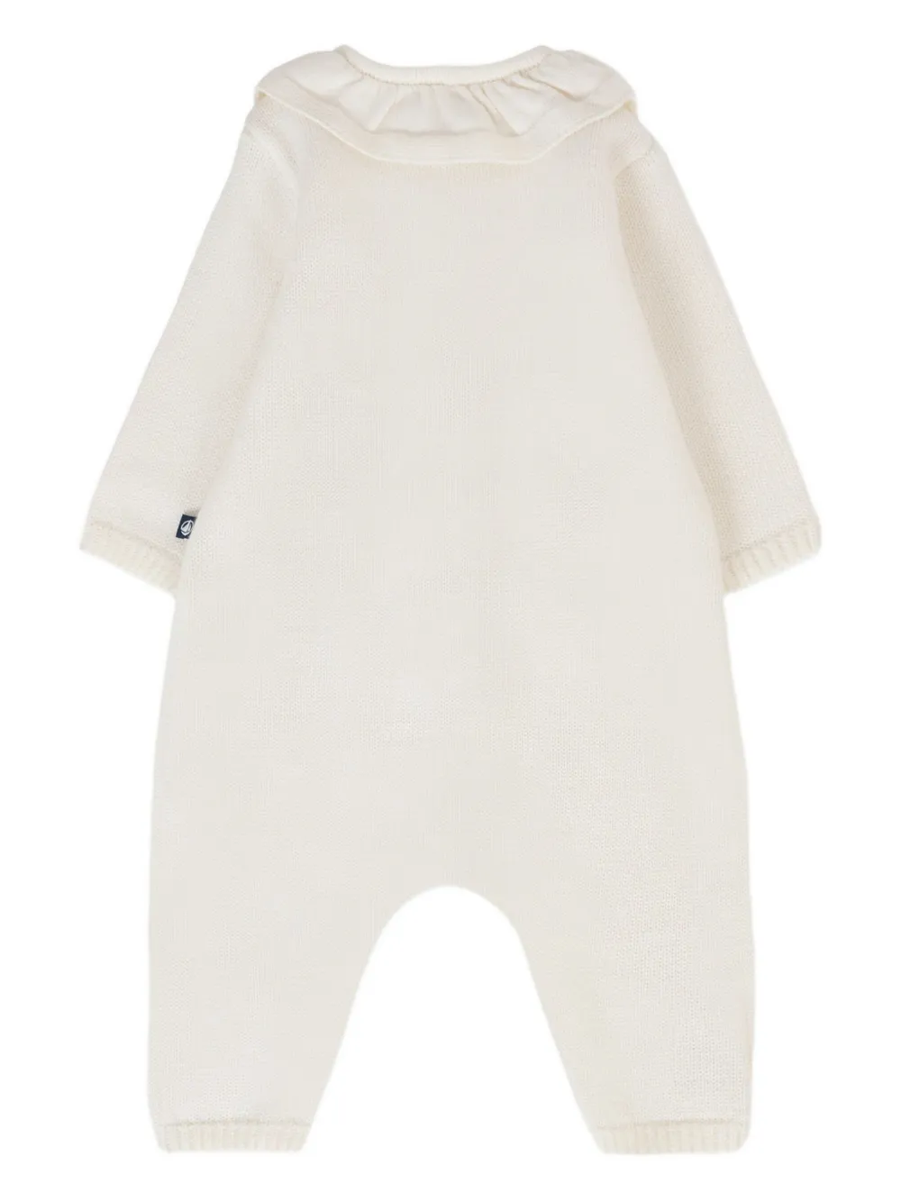 Petit Bateau P'tit Coeur gebreide romper met ruchekraag Beige
