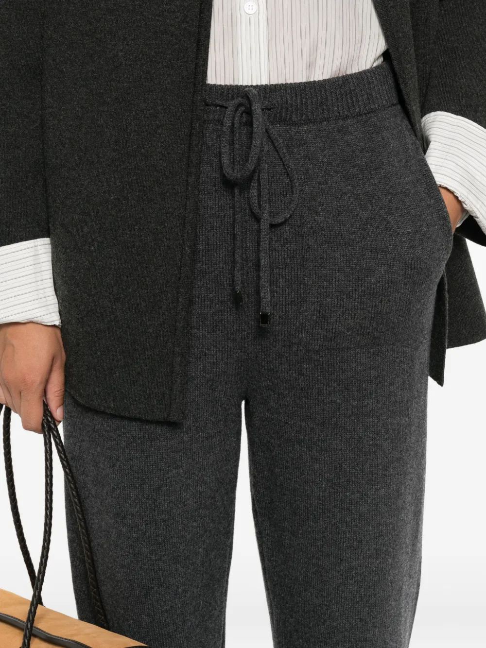 Antonelli Ribbed-knit Drawstring Trousers In Gray