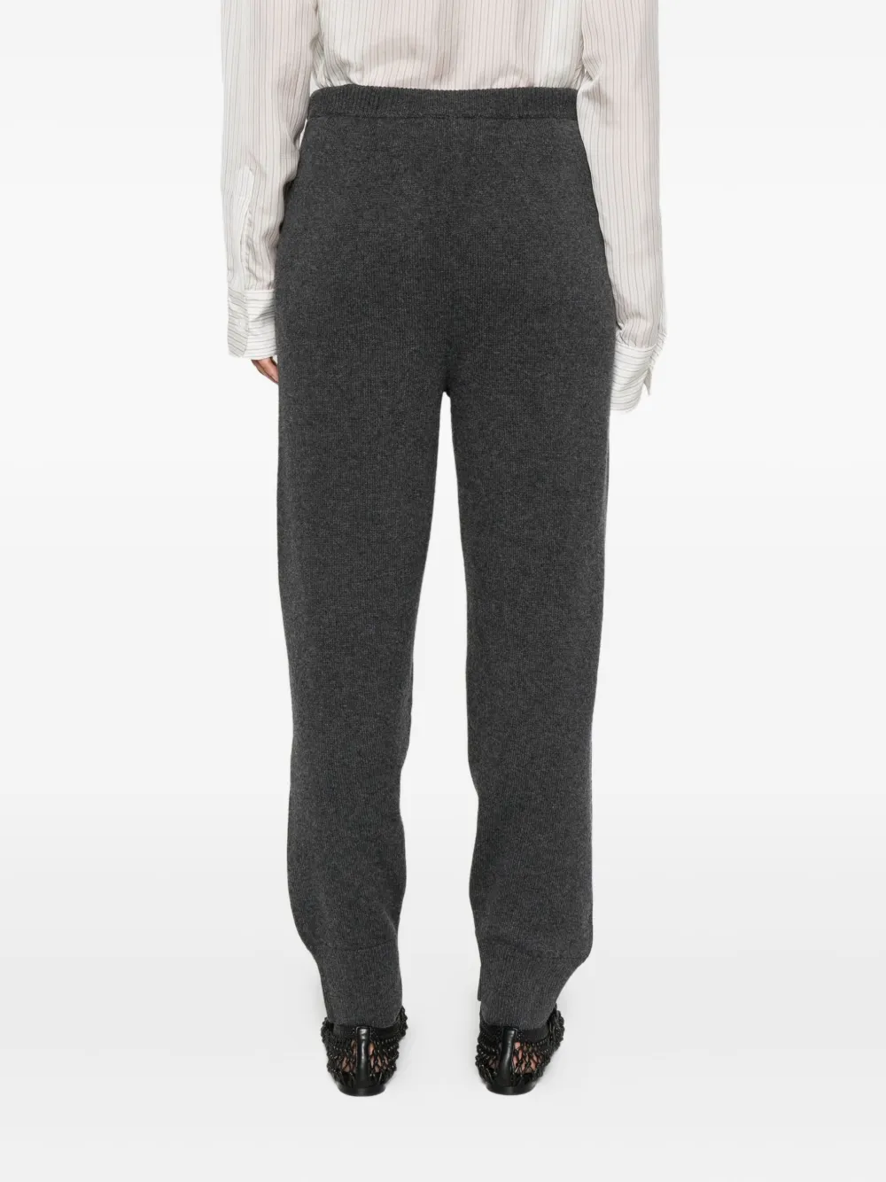 Antonelli Ribbed-knit Drawstring Trousers In Gray