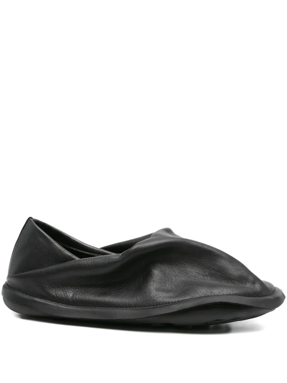 Camper X Issey Miyake Peu Form Leather Slippers In Black
