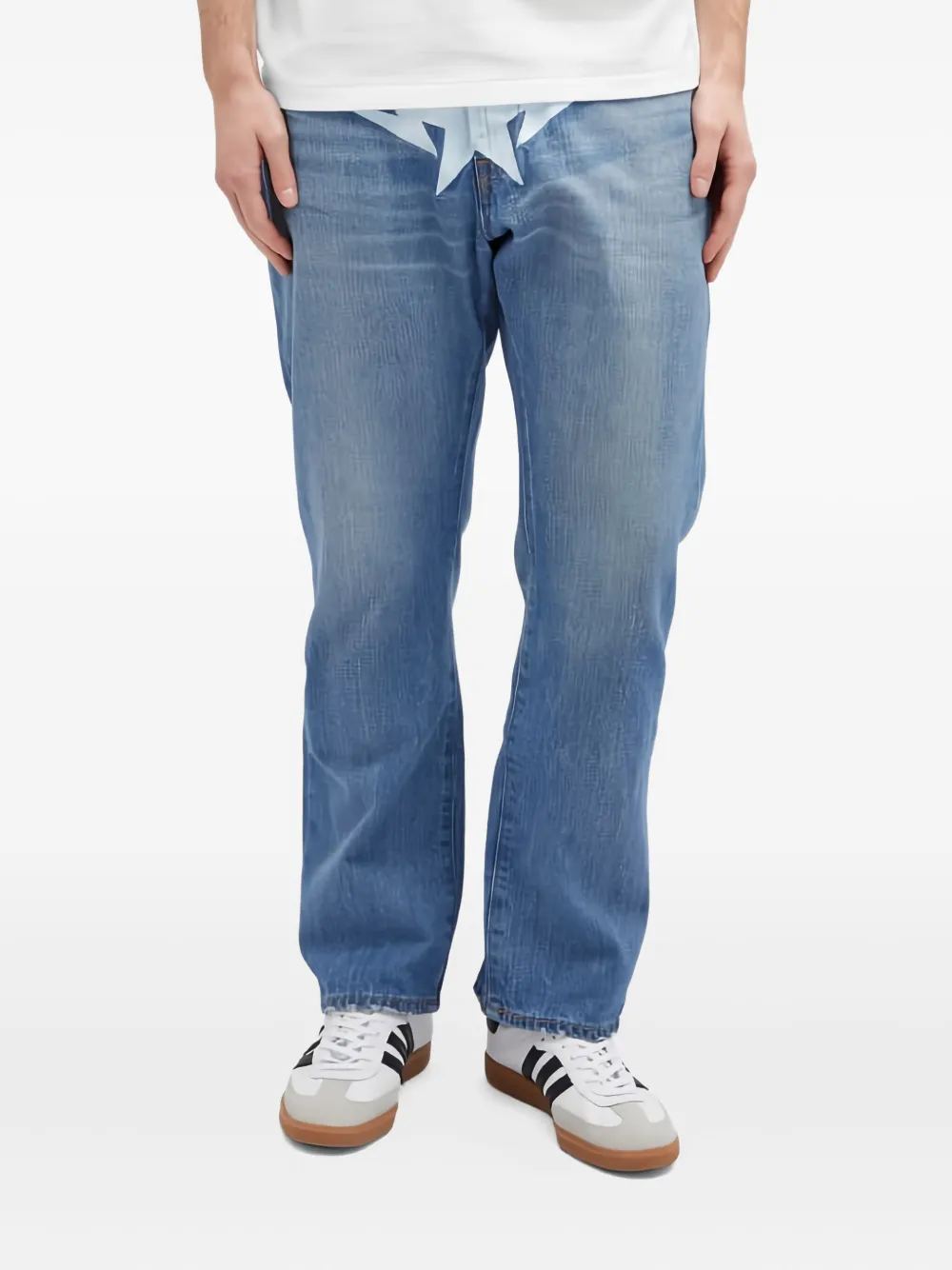 A BATHING APE Denim jeans met sterrenprint Blauw