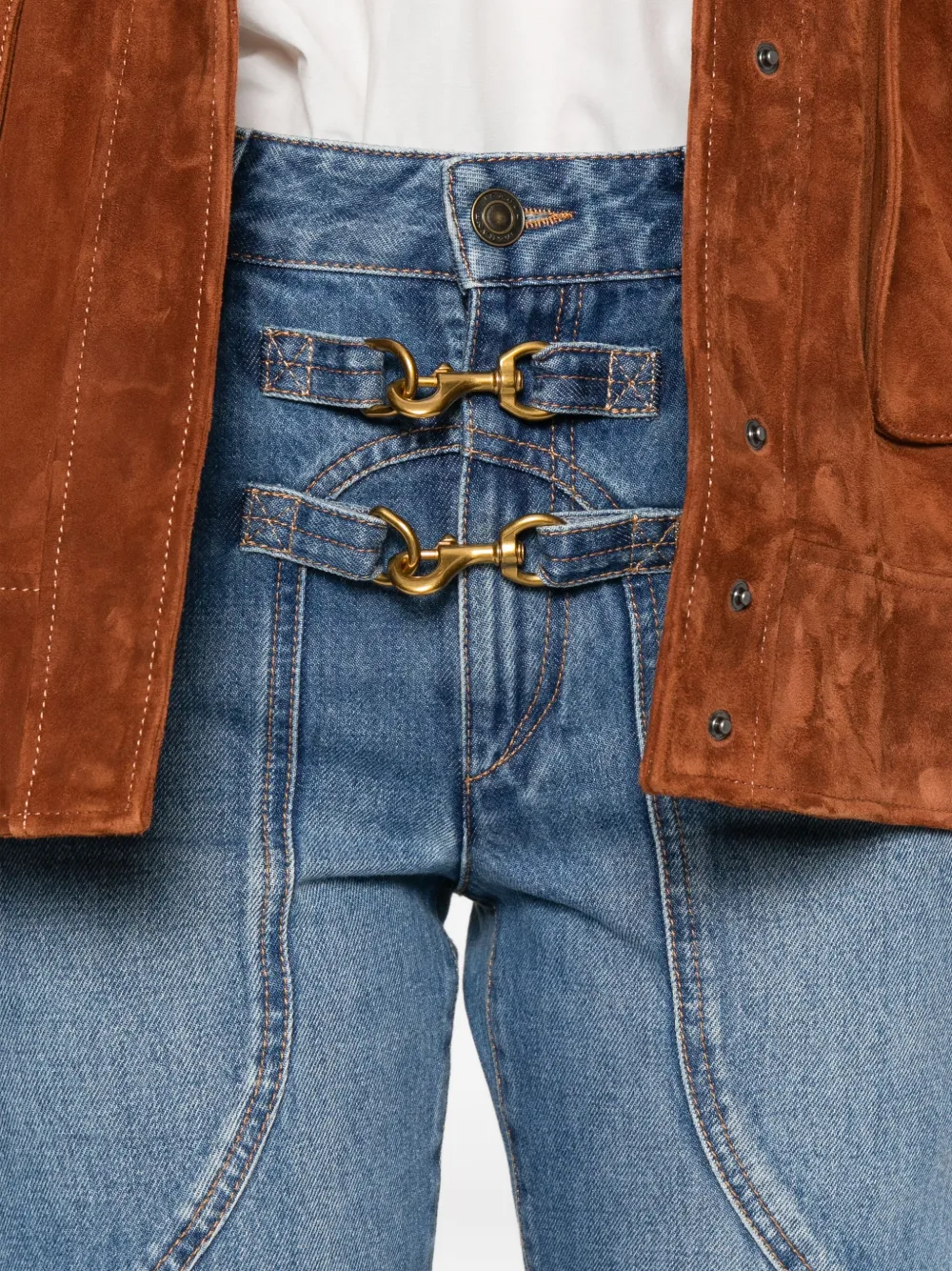 Isabel Marant Buckled Patch-pocket Jeans In Blue
