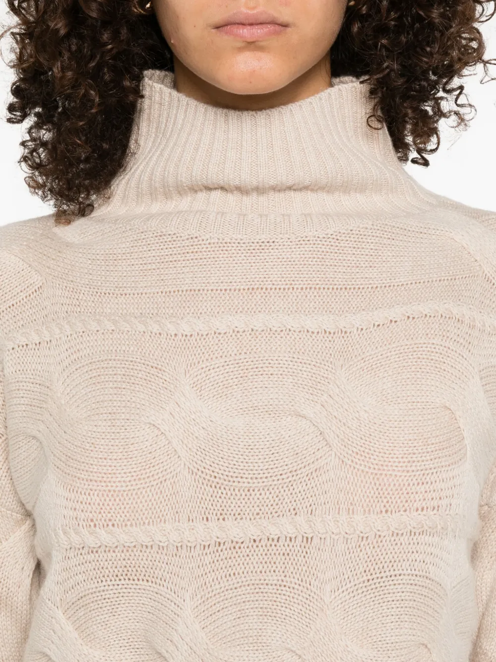 Max Mara Kabelgebreide coltrui Beige