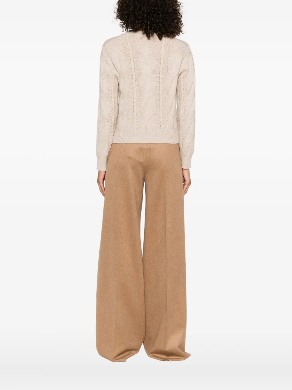 Max Mara Cable-knit Button-up Cardigan In Neutral
