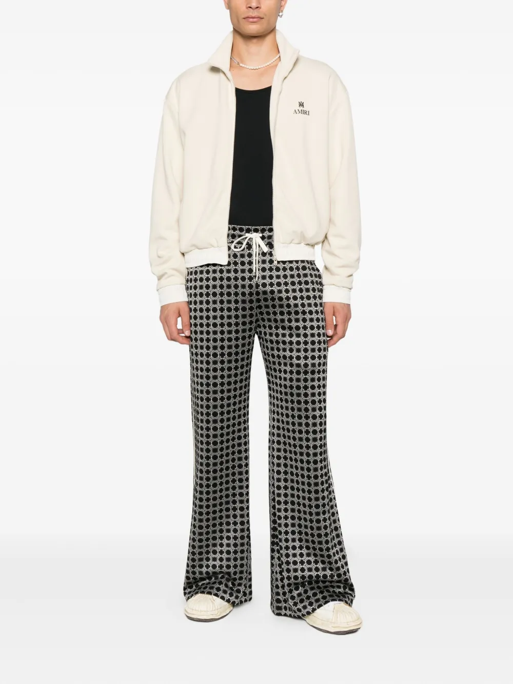AMIRI Sweater met rits, capuchon en geborduurd logo - Beige