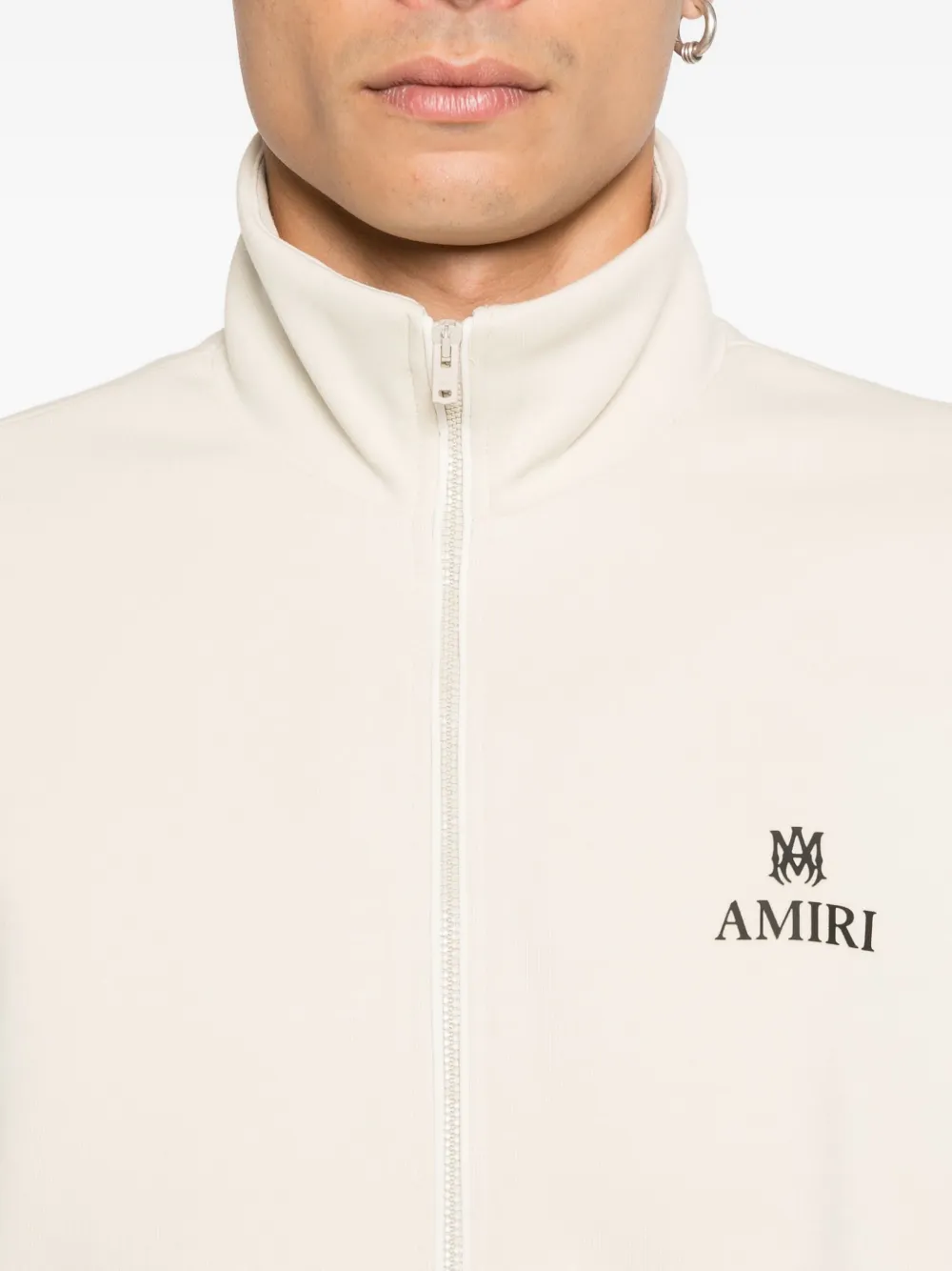 AMIRI Sweater met rits capuchon en geborduurd logo Beige