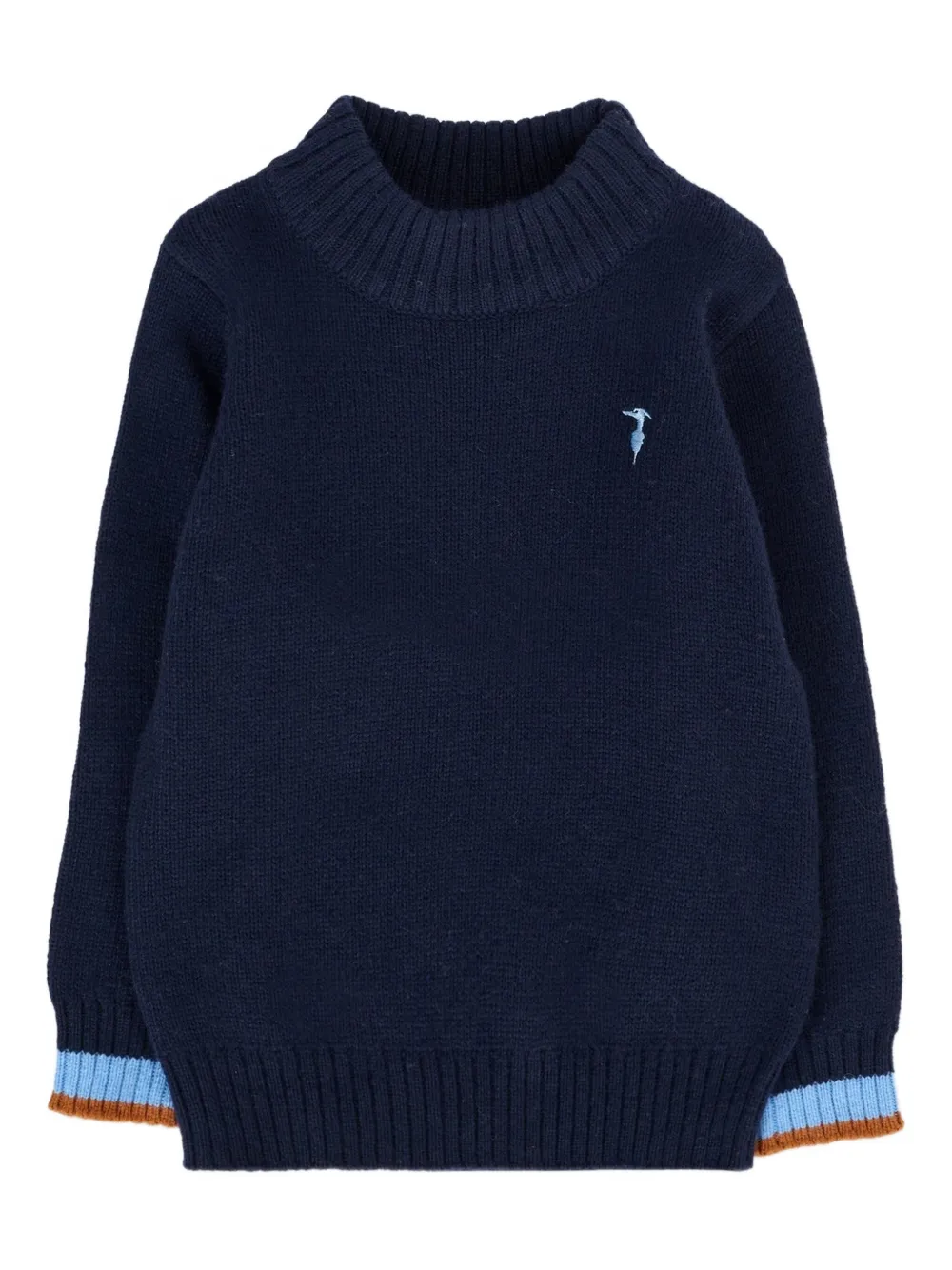 TRUSSARDI JUNIOR Trui met contrasterende elleboog en opstaande hals Blauw