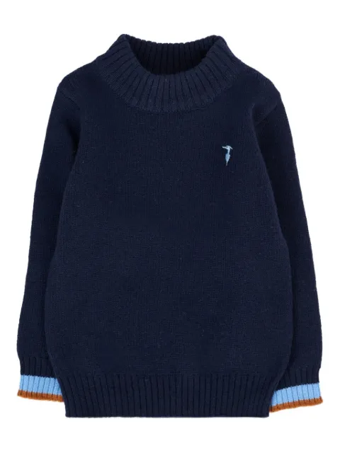 TRUSSARDI JUNIOR mock-neck contrasting-elbow sweater