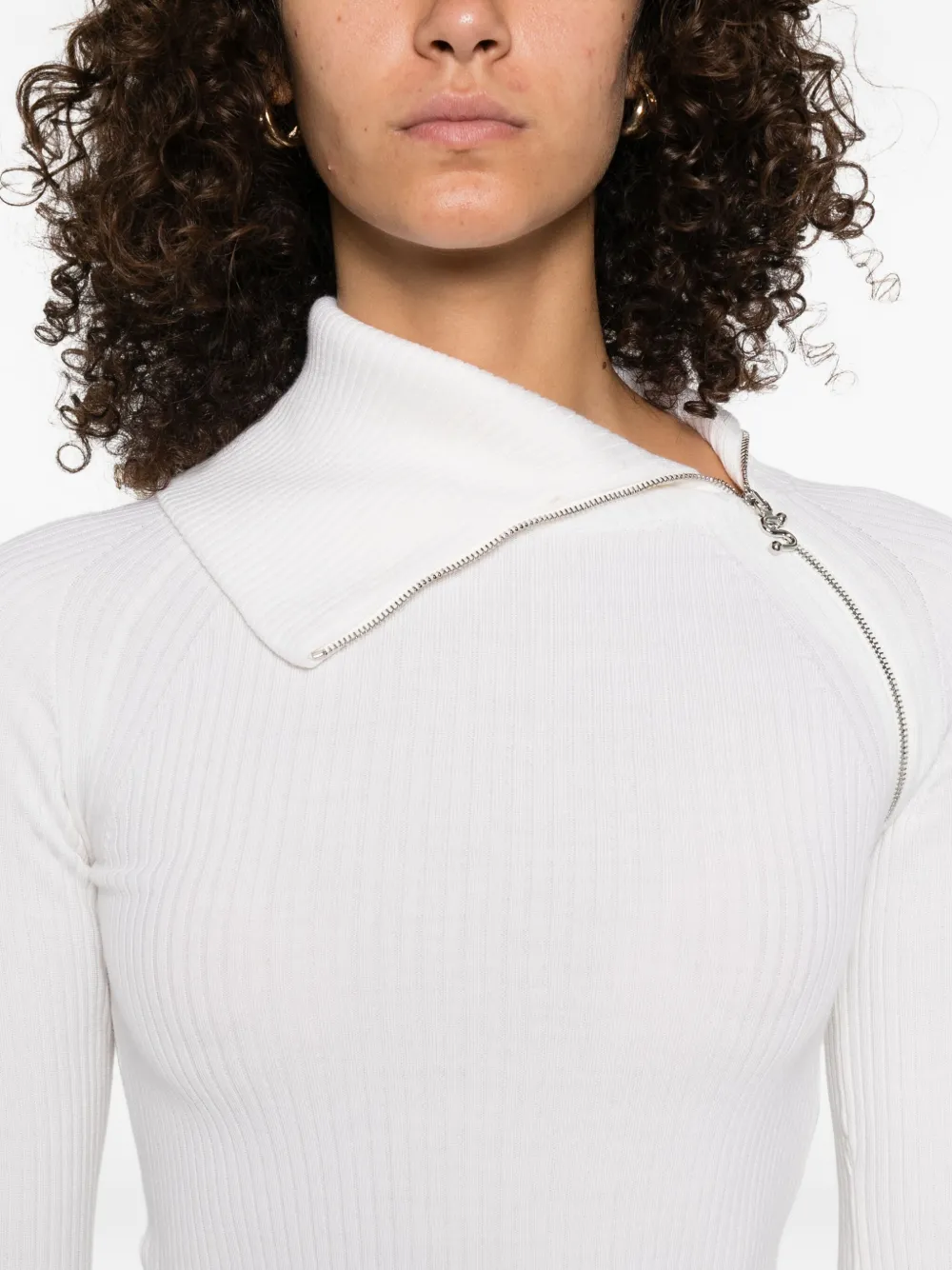 Sportmax Geribbelde trui met rits Wit