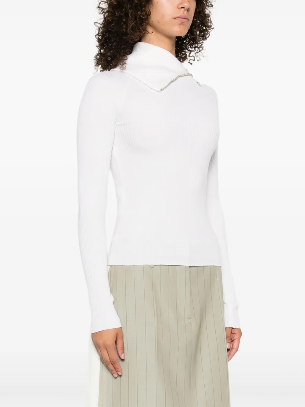 Sportmax Geribbelde trui met rits Wit