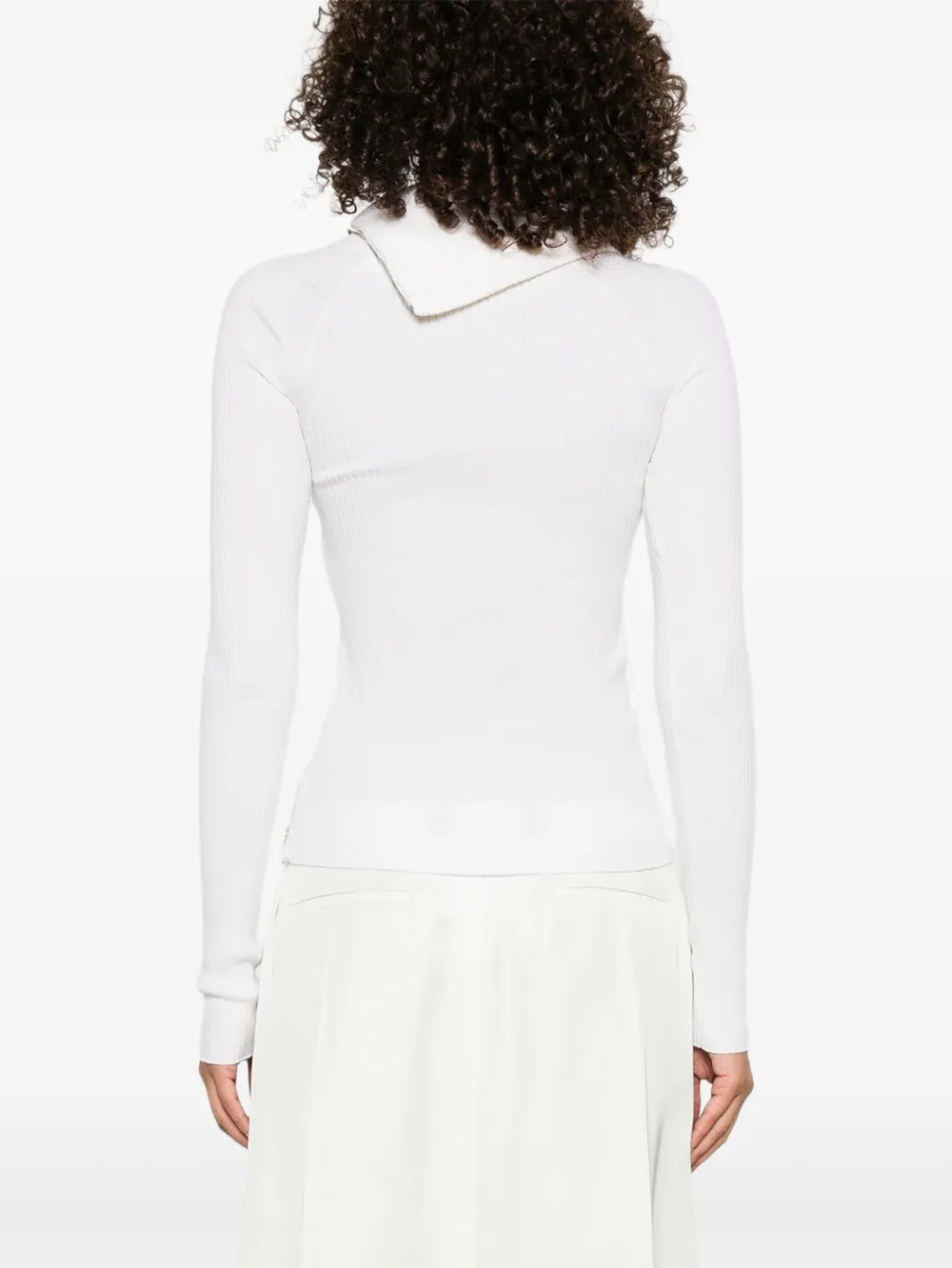Sportmax Geribbelde trui met rits Wit