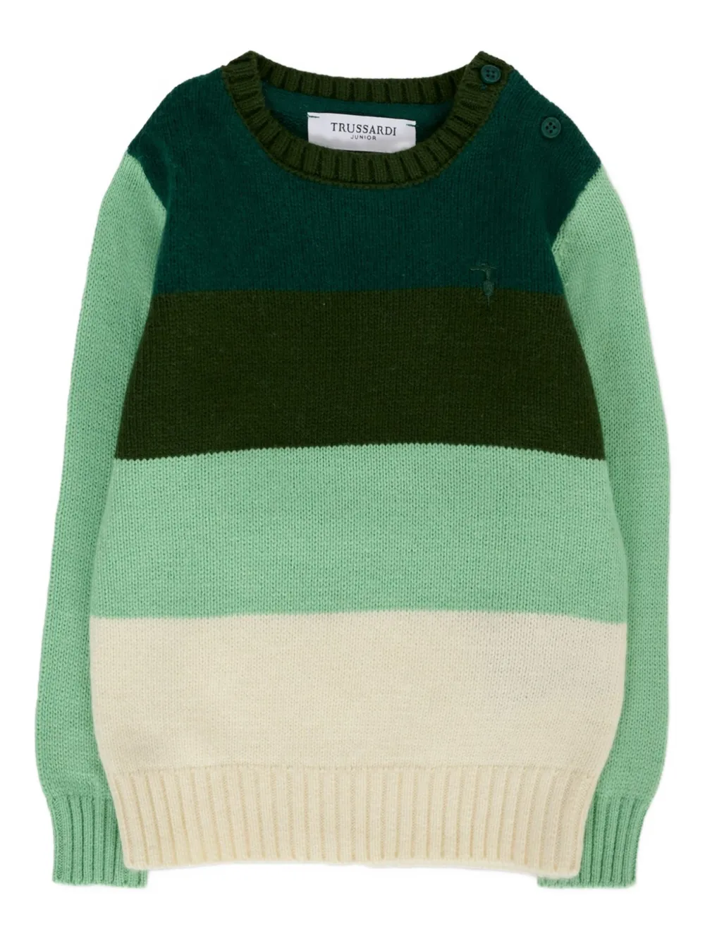 TRUSSARDI JUNIOR Gestreepte trui met ronde hals Groen