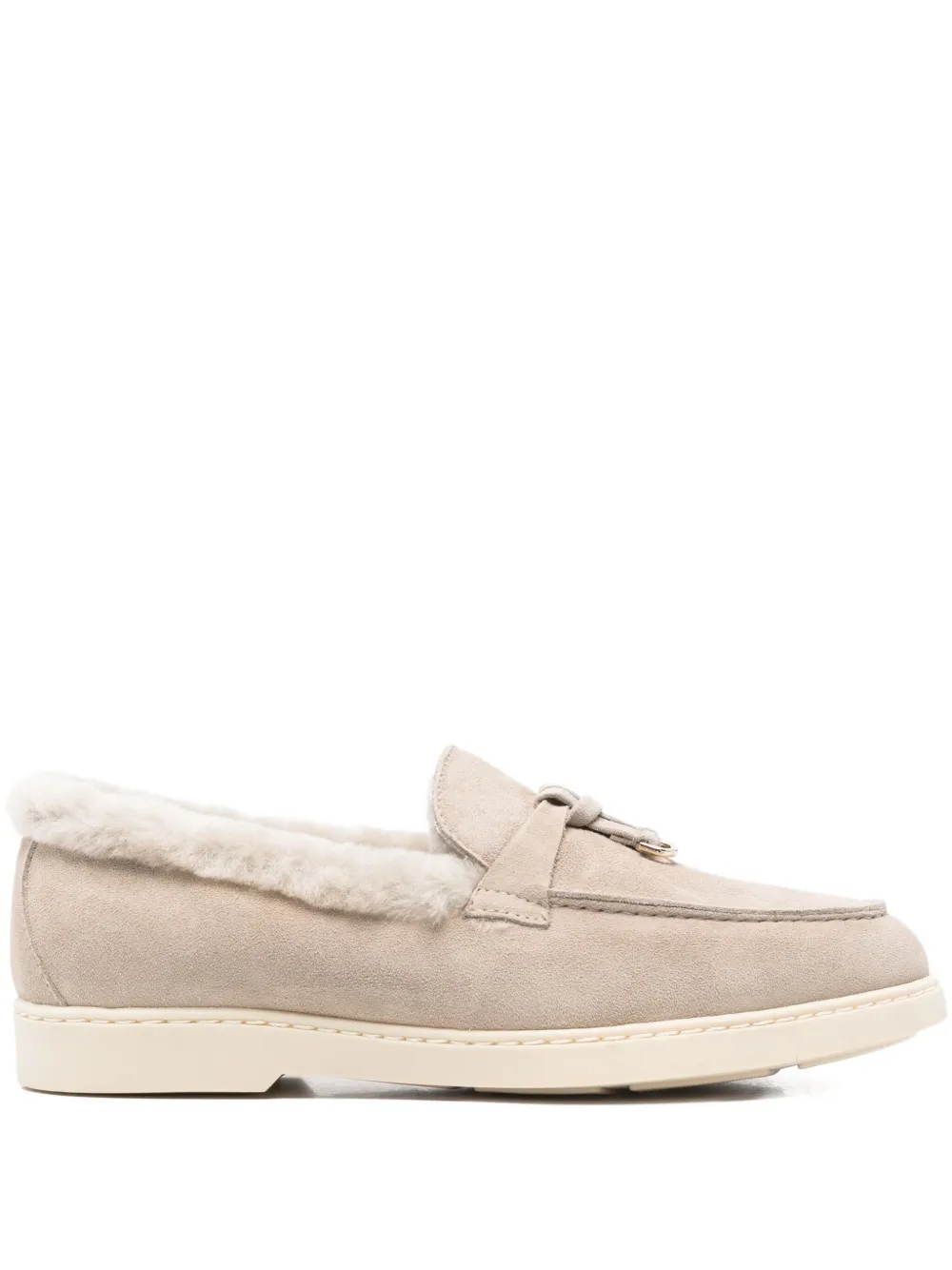 Doucal's tassel-embellished shearling loafers Neutrals